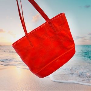 Isaac Mizrahi New York The Kay Perforated Check Watermelon Tote